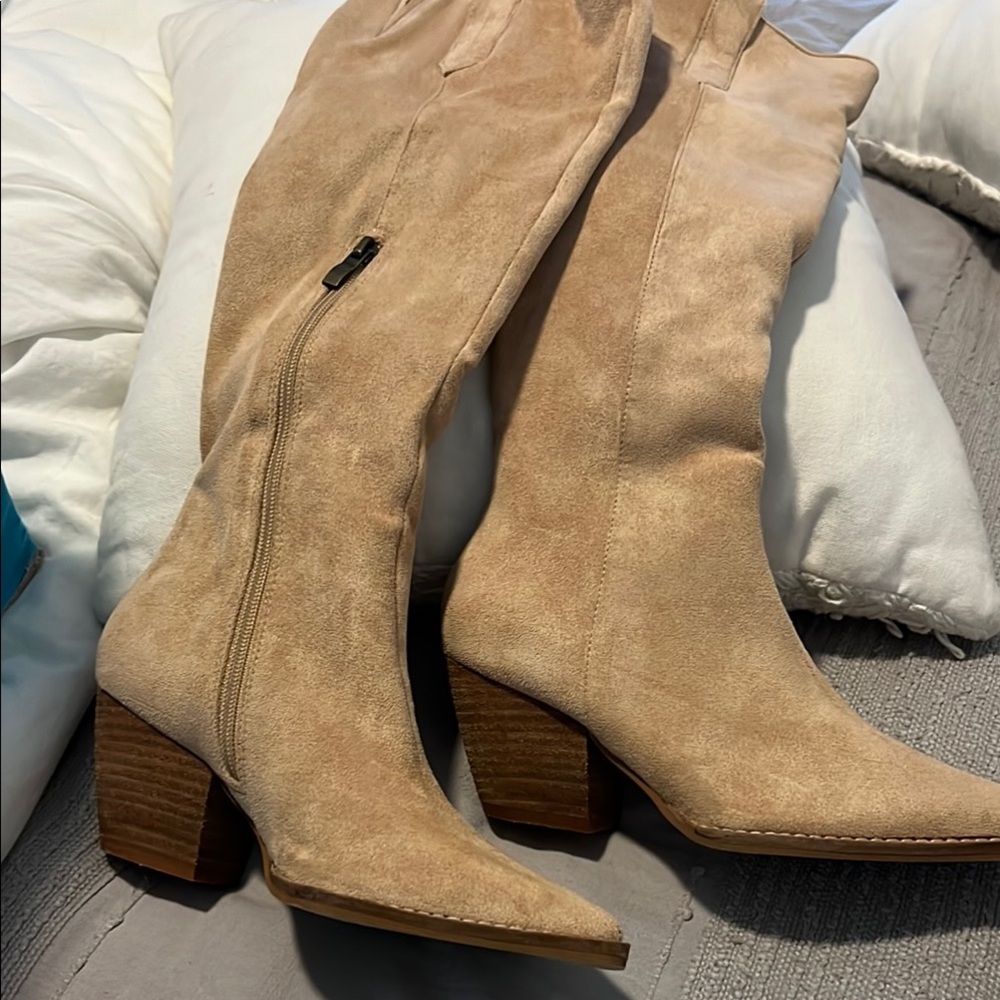 CCOCCI Tan Heeled Boots Western Style